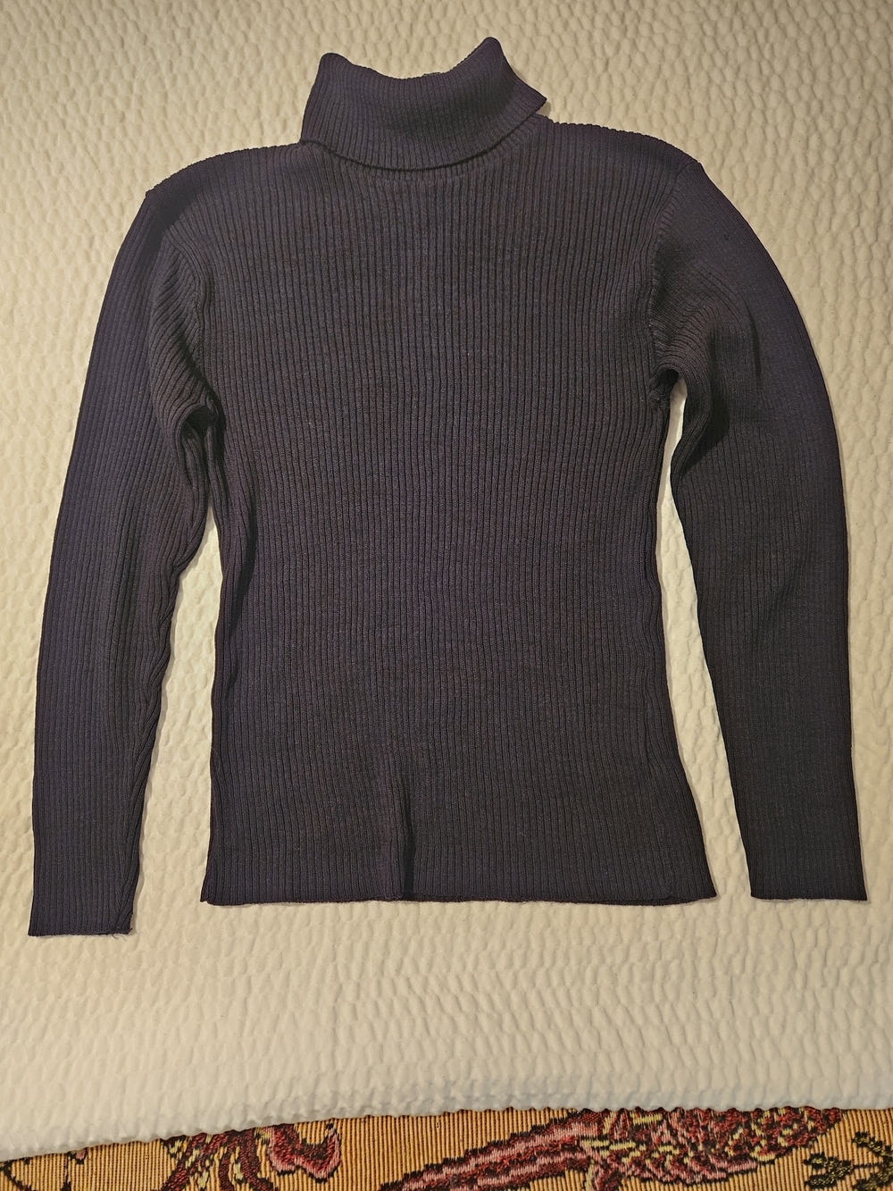 Women's Ribbed Turtleneck Sweater - Navy